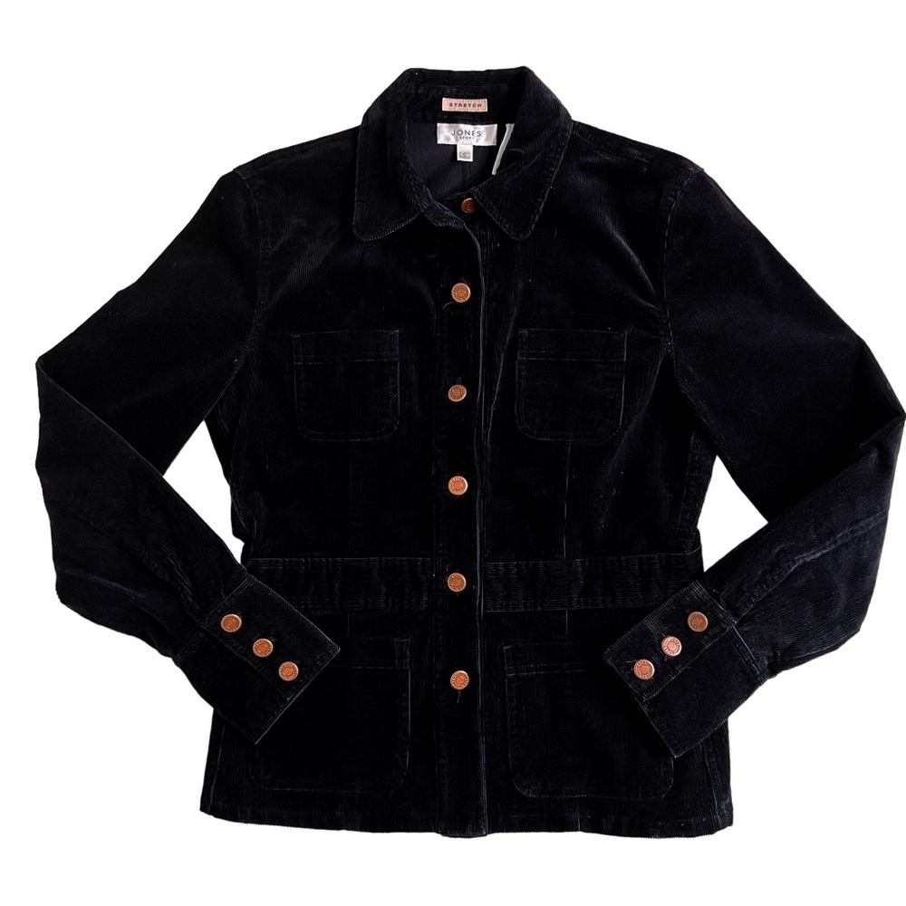 Jones NY Sport Stretch Black Corduroy Jacket Size Small